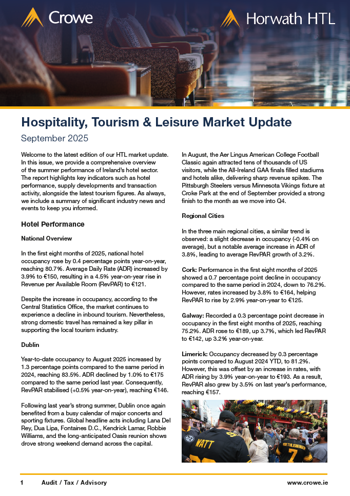 Ireland Hospitality, Tourism & Leisure Market Update
