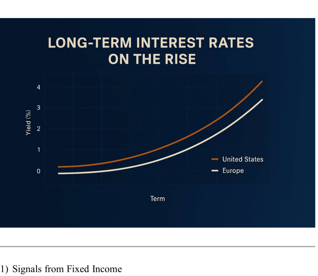 Chart showing long term interest rates are rising
