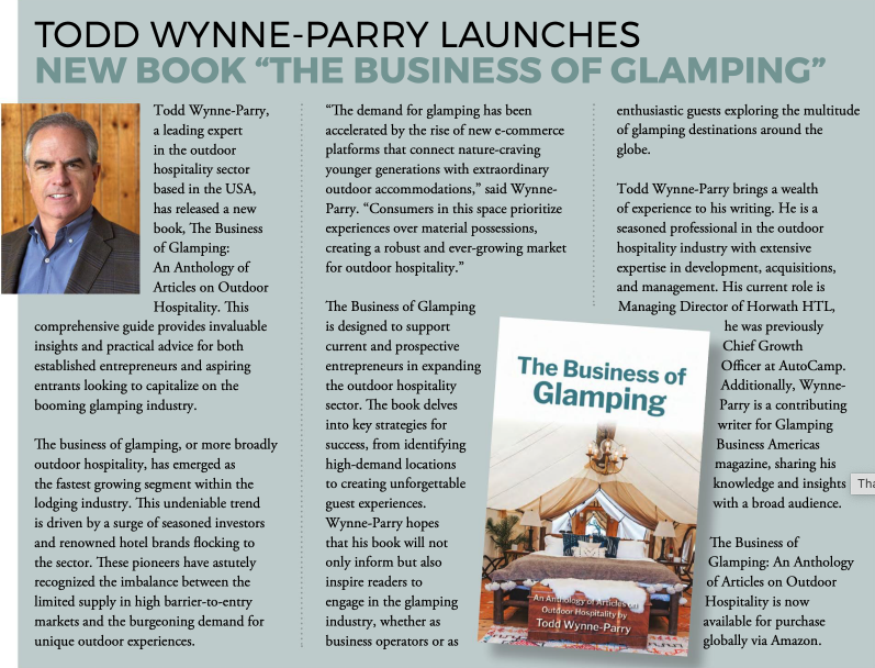 Todd Wynne-Parry launches new book, ‘The Business of Glamping: An Anthology of Articles on Outdoor Hospitality’
